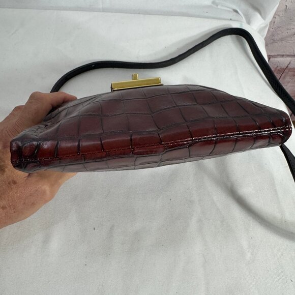 Brahmin Mojito Bag, redish brown and black croc gator embossed. - Picture 5 of 11